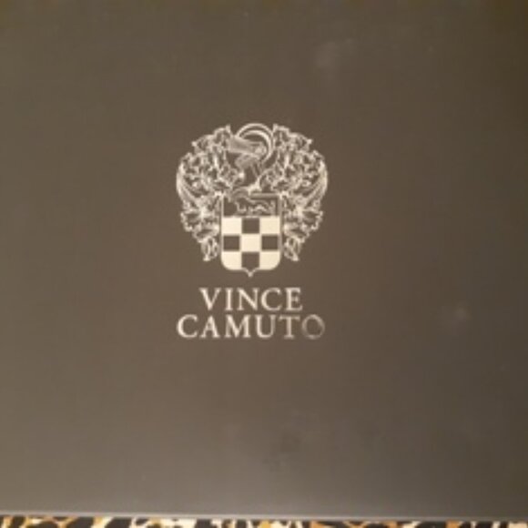 NIB Vince Camuto Black Leather Frasper Open Toe Heels  Size12 - Picture 3 of 5